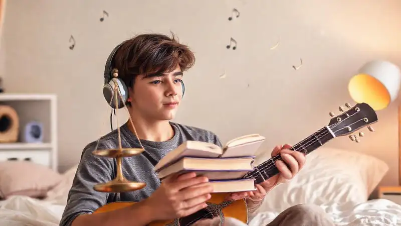 Estudiante estudiando en un ambiente armonioso