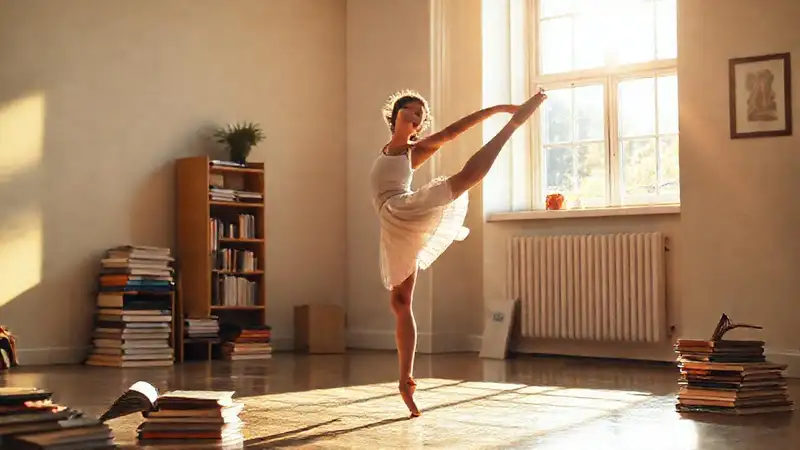 Joven bailarina practica ballet con entusiasmo