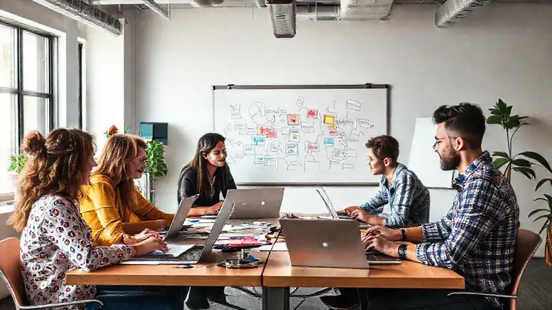 Diseñadores creativos colaboran en un espacio innovador