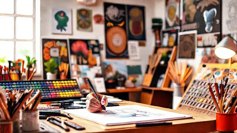 Estudio de arte vibrante y creativo