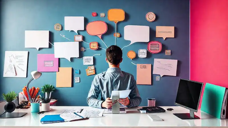 Espacio creativo con burbujas y tecnología