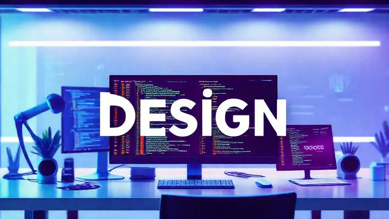 Tipografía digital moderna en un workspace futurista