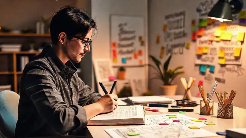 Persona creativa en un espacio inspirador y cálido