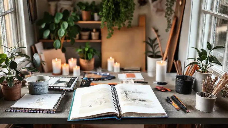 Espacio artístico tranquilo y creativo con luz natural