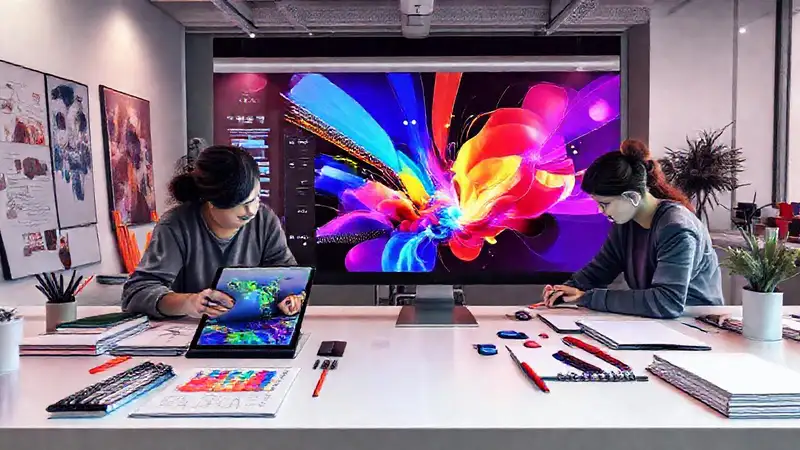 Herramientas digitales creativas en un espacio moderno