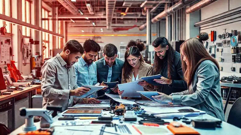 Espacio industrial moderno con diseñadores creativos