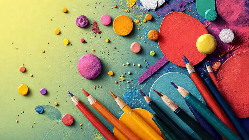 Formas abstractas coloridas con herramientas creativas