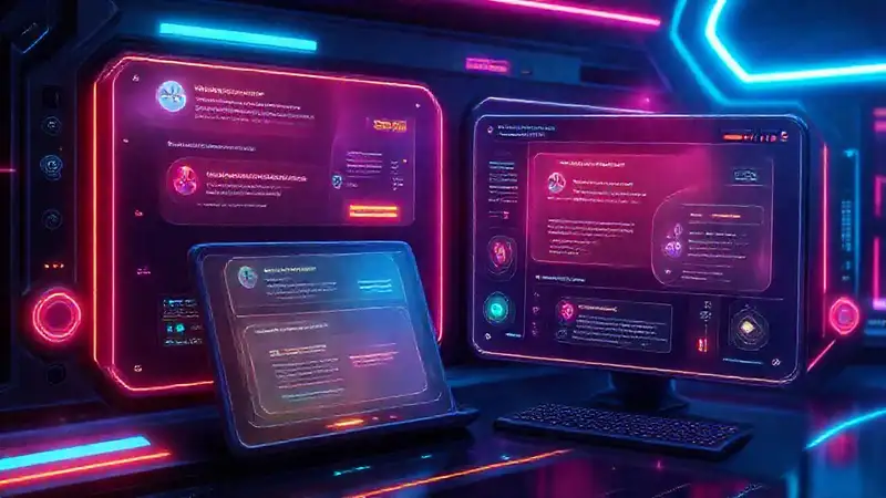 Diseño de interfaz futurista y colorido