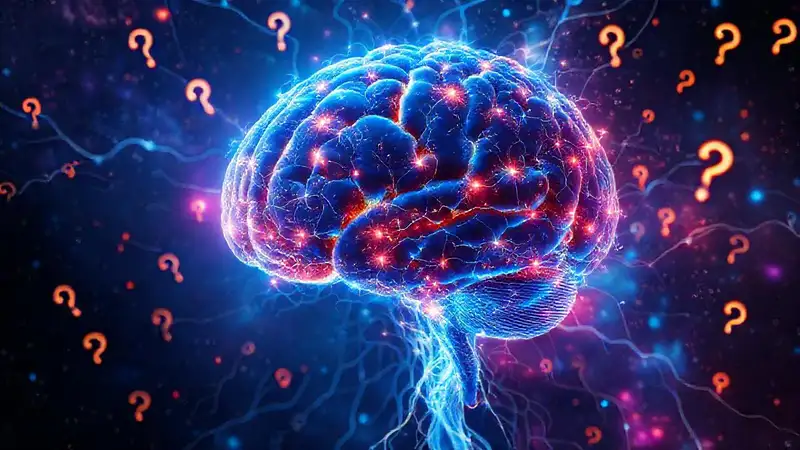 Cerebro abstracto con redes neuronales luminosas