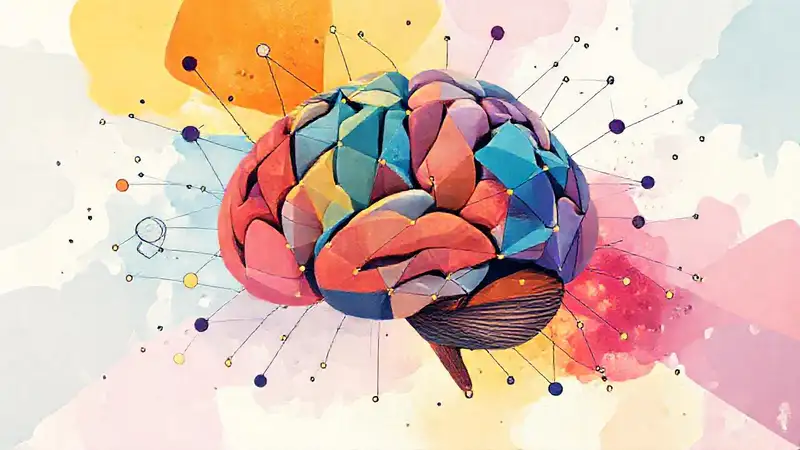 Cerebro humano con símbolos y estilos diversos