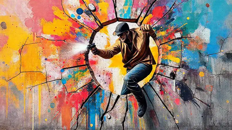 Arte vibrante y enérgico en graffiti