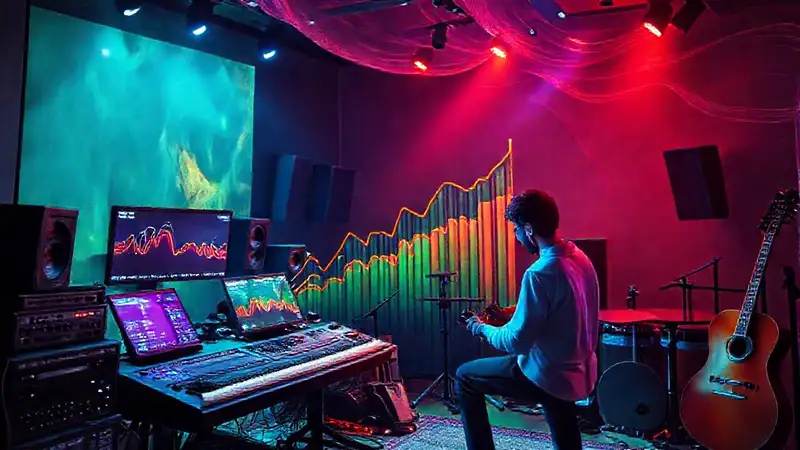 Estudio de música con tecnología y energía modernas