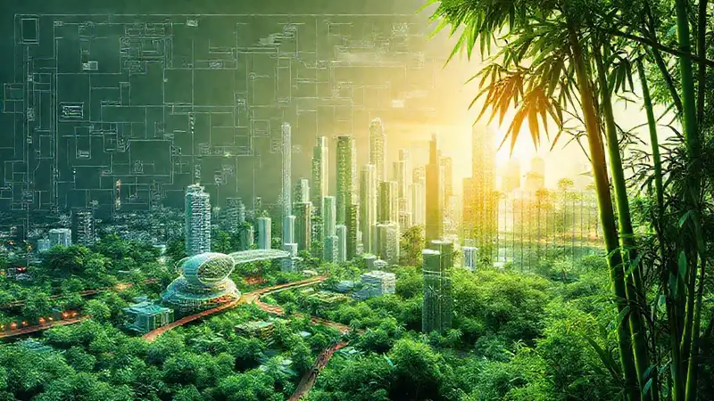 Arquitectura moderna, sostenible y armoniosa con naturaleza