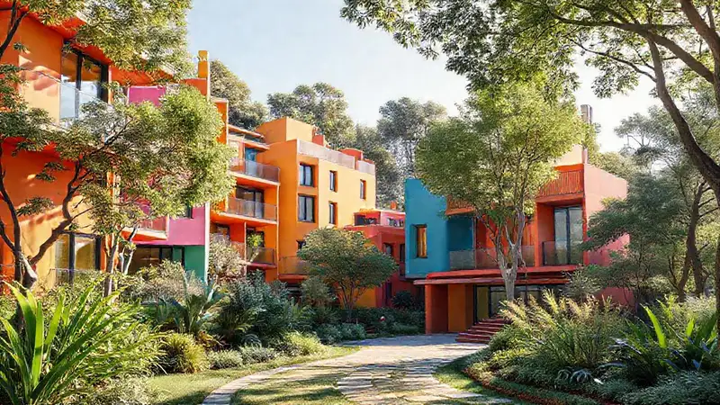 Arquitectura moderna y ecológica en armonía natural