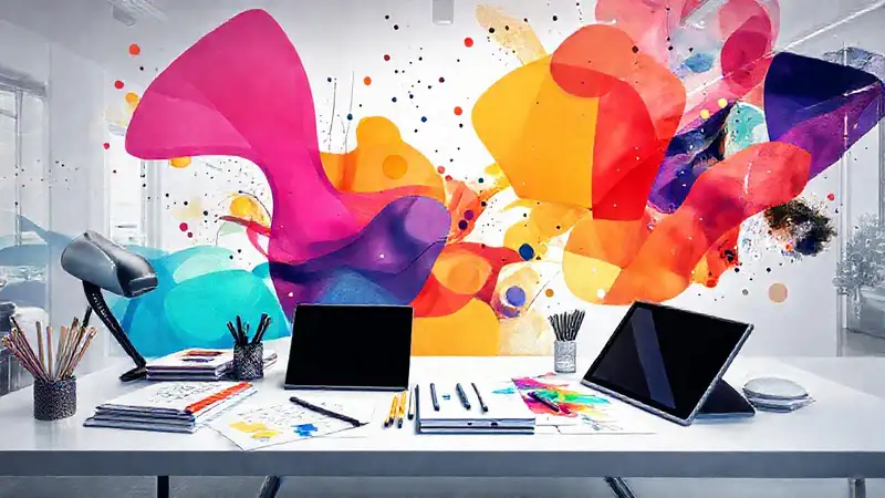 Forma abstracta vibrante en espacio creativo